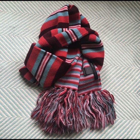 MARC JACOBS Wool Striped Long Scarf with Fringe - Picture 6 of 8